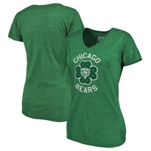 Women’s Chicago Bears Green St. Patrick’s Day Luck Tradition Tri-Blend V-Neck T-Shirt