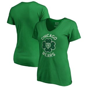 Women’s Chicago Bears Kelly Green Plus Size St. Patrick’s Day Luck Tradition V-Neck T-Shirt