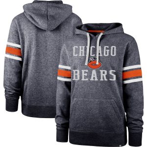 ’47 Chicago Bears Navy Double Block Throwback Pullover Hoodie